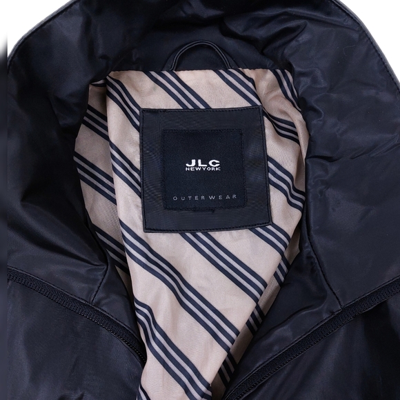 JLC New York Outerwear Womens Black Tie Belted Button Rain Coat - Picture 4 of 6